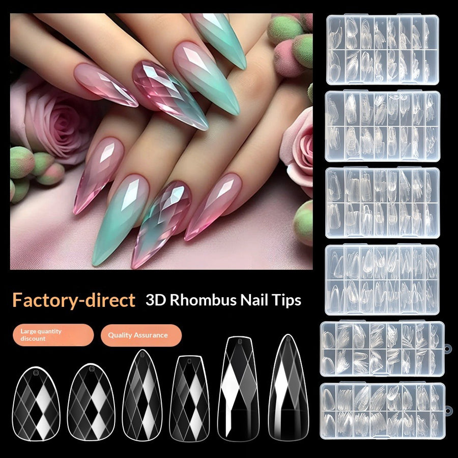 Artisan Collection: "Crystal Prism" – 3D Faceted Stiletto Nail Tips