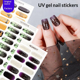 Semi-Cured Gel Nail Strips Halloween Pumpkin Glitter Design (MOQ=3)