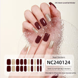 Semi-Cured Gel Nail Strips French Gradient Glitter Glossy Design(MOQ=3)