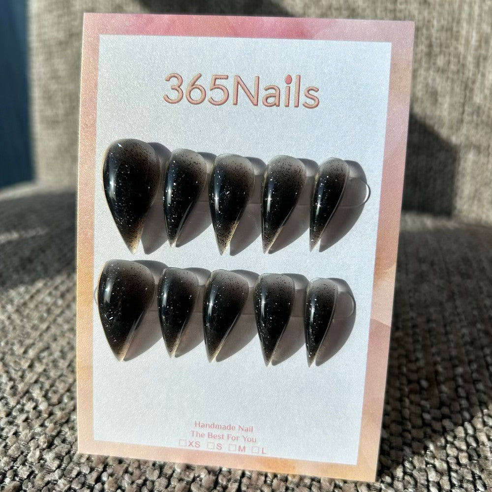 Mocha Fade Dragon Claw Stiletto Smoky Black Premium Handmade Dragon nails