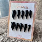 Midnight Shine Dragon Claw Stiletto Pure Glossy Black｜365Nails Premium Handmade Dragon Nail