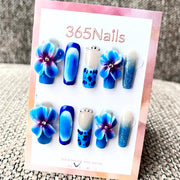 365nails: "Sonho Egeu" – Unhas Postiças Decoradas 3D Florais no Formato Caixão