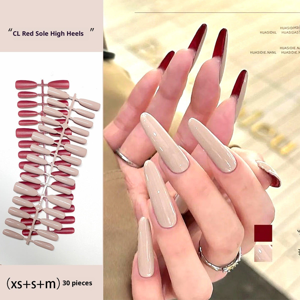 Red Sole Collection: "CL Red Sole Heels" – Extra Long Stiletto Press-On Nails