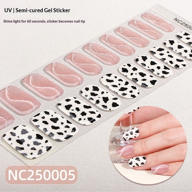 Semi-Cured Gel Nail Strips Spotlight Cat Eye Glossy Design (MOQ=3)