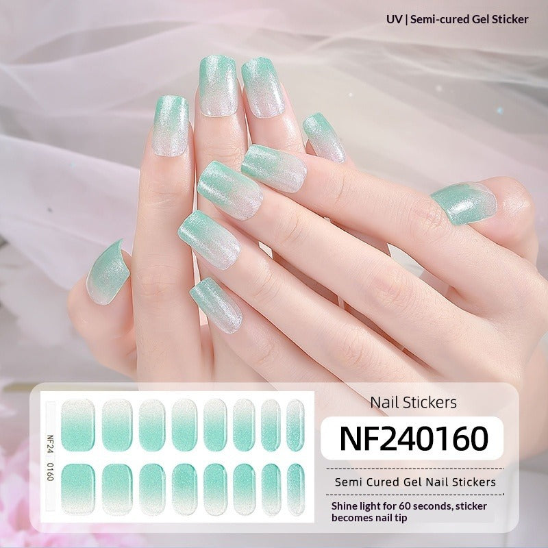 Semi-Cured Gel Nail Strips Christmas Snowflake Festive Glossy Design (MOQ=3)