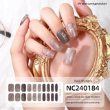 Semi-Cured Gel Nail Strips Foil Laser Gold Shimmer Glossy Set (MOQ=3)