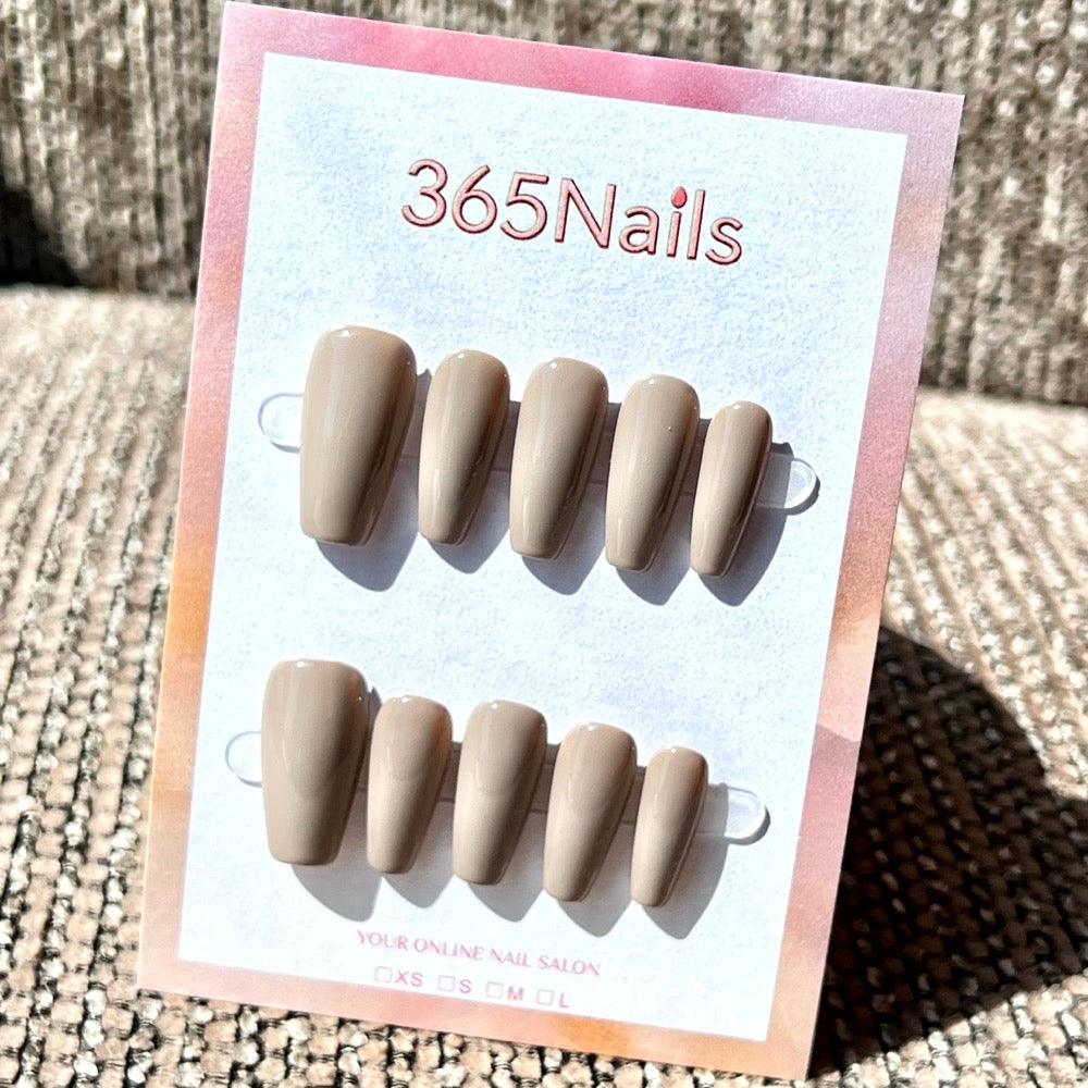 "Stylish Medium Coffin" - Solid Color Handmade Nails (20 Colors Available)