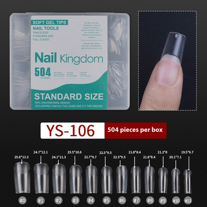 Nail Tips nail piece semi-matte 504 pieces boxed trapezoidal almond fake nail patch transparent and seamless nail art
