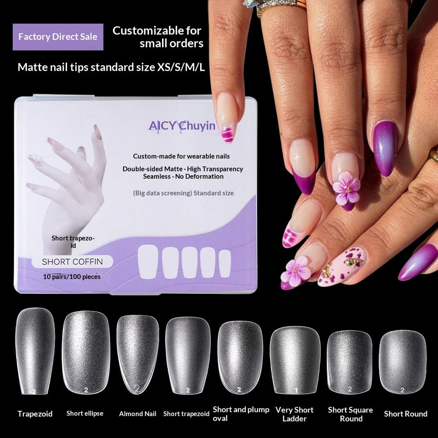 365nails 100PCS Matte Nail Tips | 10 Shapes XS/S/M/L Sizes for Press-On Customization