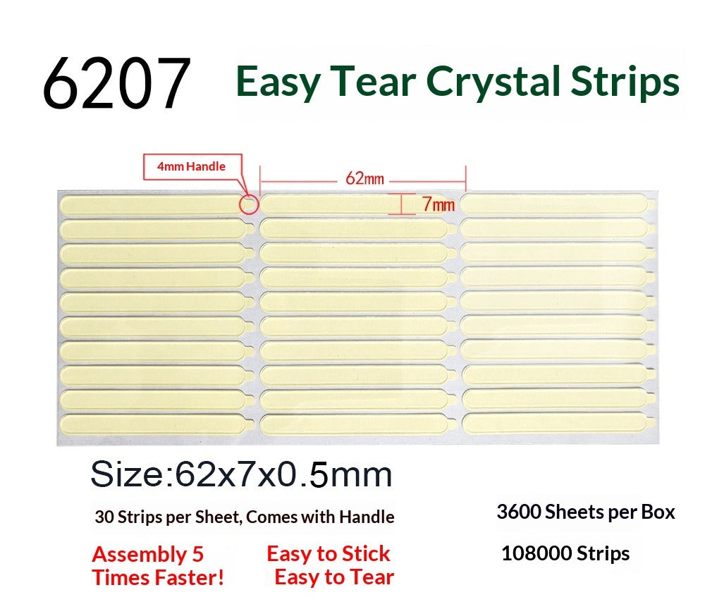 Crystal adhesive strips for press-on nail display cards