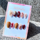 365nails: "Autumn Mustard Floral" – Warm Palette & Hand-painted Floral Handmade Oval Nails