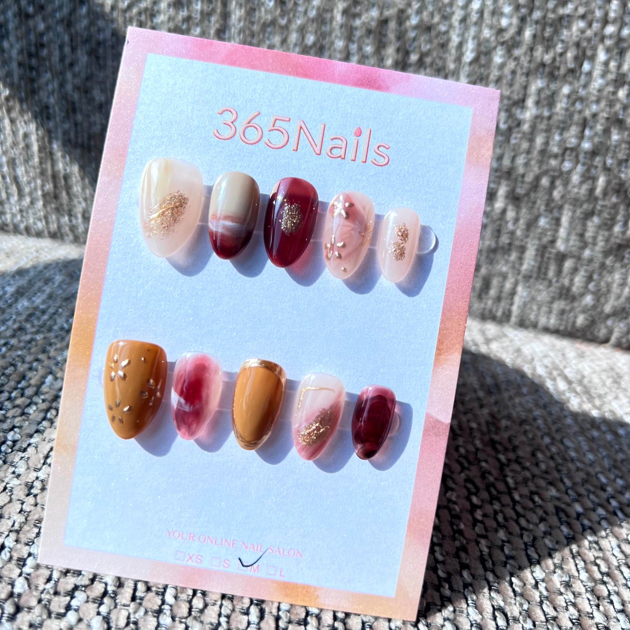 365nails: "Autumn Mustard Floral" – Warm Palette & Hand-painted Floral Handmade Oval Nails