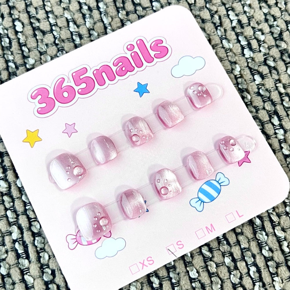 365nails: "Blush Water Drop" – 3D Water Drop Jelly Handmade Short Square Nails