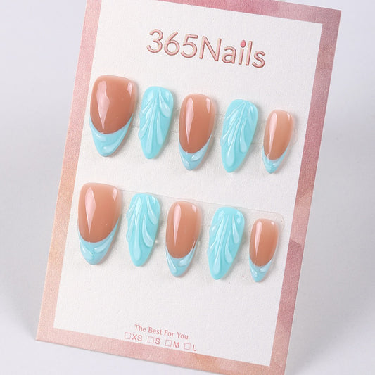 365Nails Aqua Latte Shell-Tip Press-On Nails