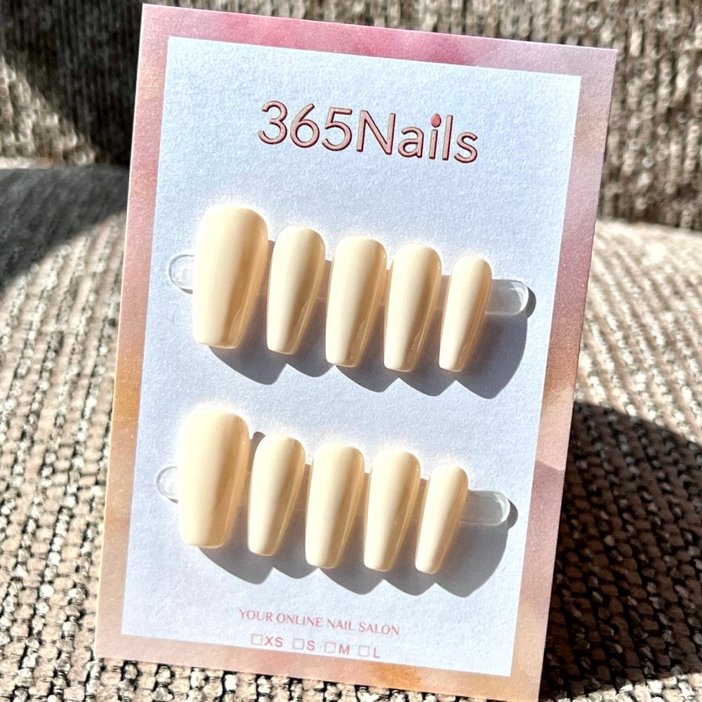 "Stylish Medium Coffin" - Solid Color Handmade Nails (20 Colors Available)
