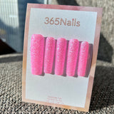 Cotton Candy Bubble Press On Nails｜Bright Candy Pink Micro Glitter Square  | Starry Glitter · Sparkling Series