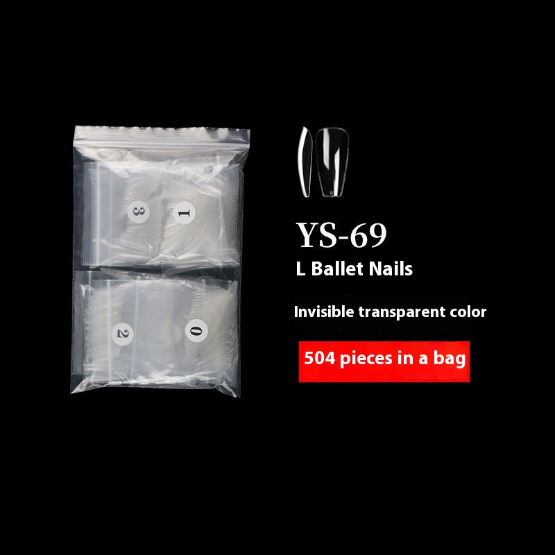 Nail Tips long ballet nail piece, French full sticker ballet fake nail piece, new extended transparent folded seamless ballet nail