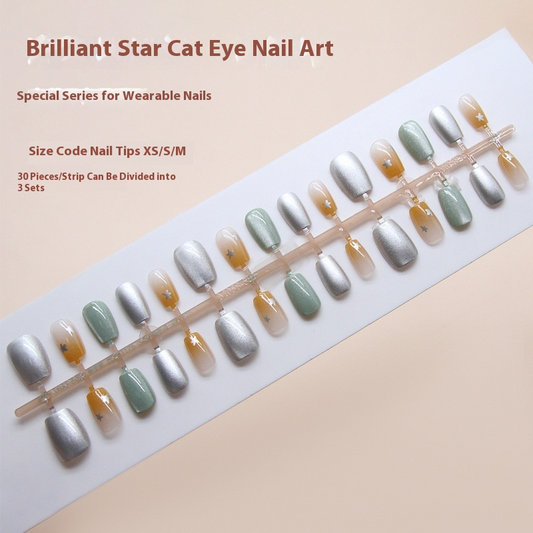 Nail Tips  prefabricated nail, gradual change of stars, jumping colors, cat eyes, sweet girl, white  ins wind, removable press on nails 3｜365nails