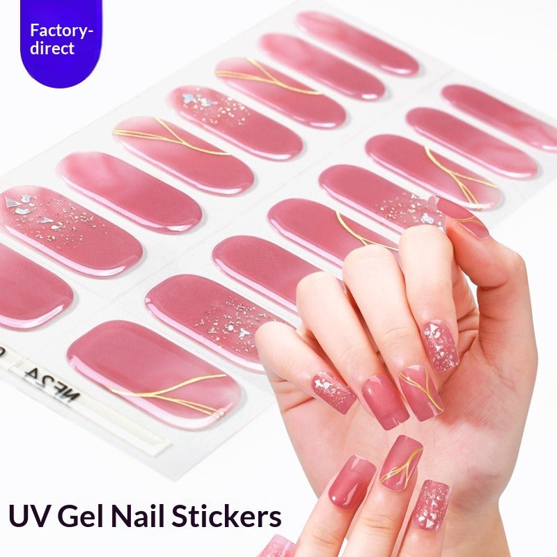 Semi-Cured Gel Nail Strips 3D Foil Heart Glossy Design (MOQ=3)