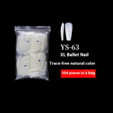 Nail Tips long ballet nail piece, French full sticker ballet fake nail piece, new extended transparent folded seamless ballet nail