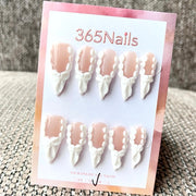 365nails: "Balletcore Bliss" – 3D Bow Handmade Stiletto Nails