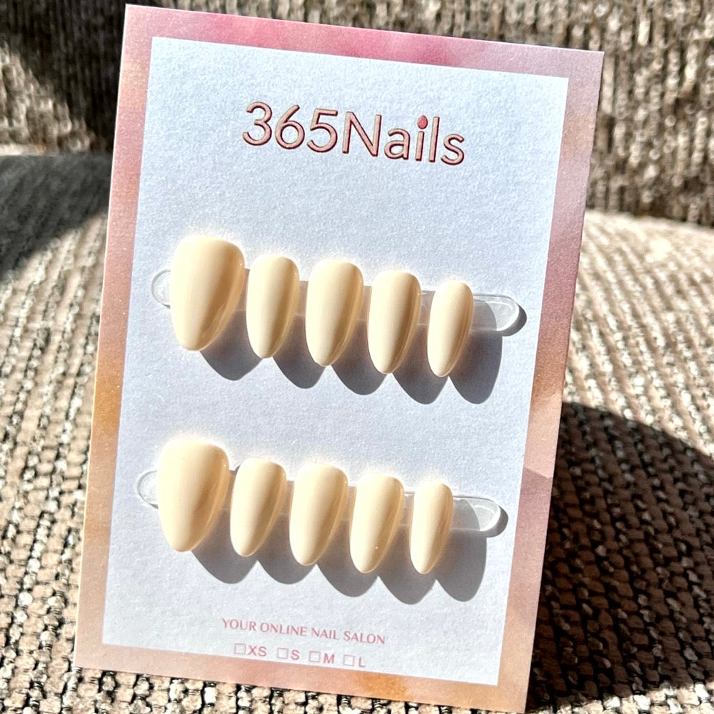 "Milky Beige" - Solid Color Handmade Nails (8 Shapes Available)