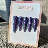 Galactic Mirage Press On Nails Blue Purple Fine Glitter Stiletto| Starry Glitter · Sparkling Series