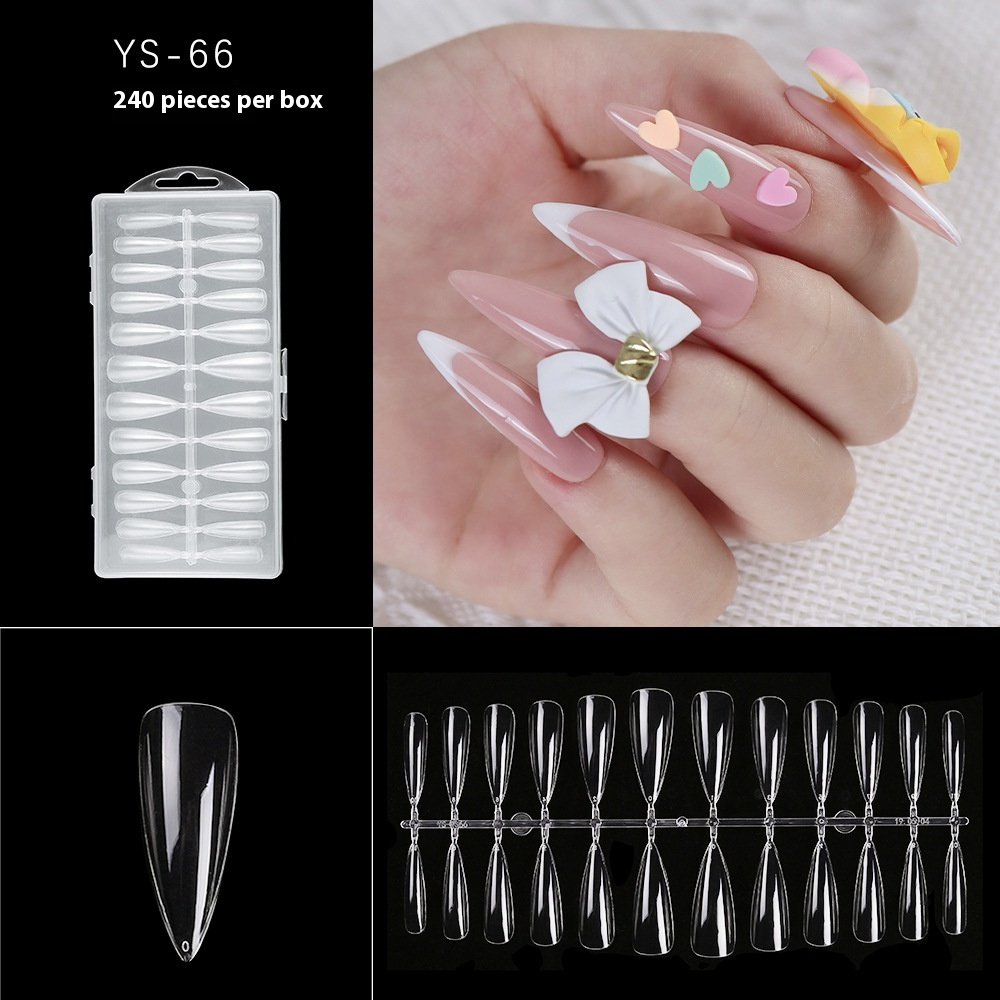Nail Tips nail piece semi-matte 504 pieces boxed trapezoidal almond fake nail patch transparent and seamless nail art