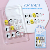 Children press on nails, cartoon 24-piece boxed finished product, sweet and cute children's removable fake nail patch manicure