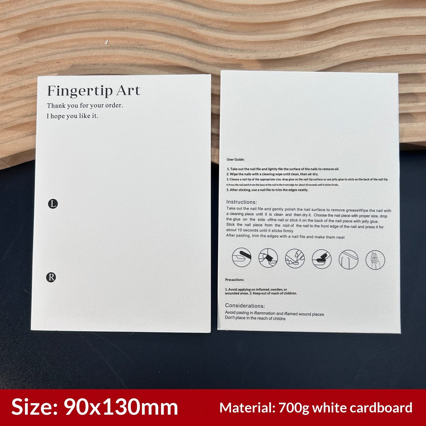 Minimal Packaging Cards for Press On Nail Sets (MOQ=50)