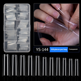 Nail Tips Nail  lengthened French 550 pieces boxed square transparent semi-sticker high-arc flat head water pipe nail fake nail