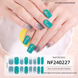 Semi-Cured Gel Nail Strips French Gradient Glitter Bow Glossy Design (MOQ=3)