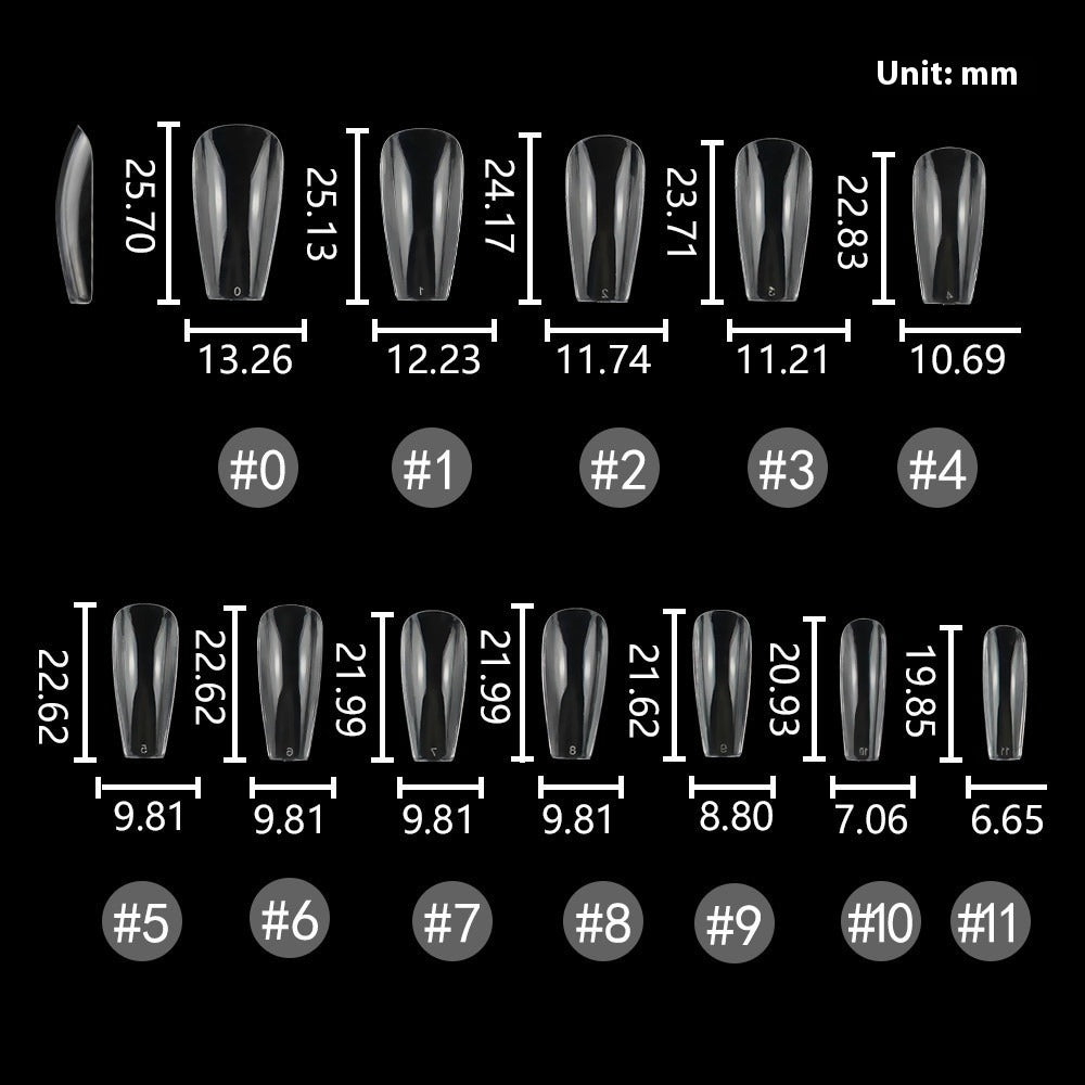 Nail Tips Hot-selling transparent short ladder nail pads 504 pieces C arc seamless nail pads full stickers trapezoidal fake nail press on nails pads