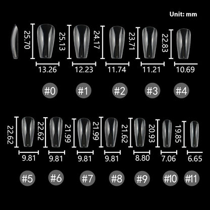 Nail Tips Hot-selling transparent short ladder nail pads 504 pieces C arc seamless nail pads full stickers trapezoidal fake nail press on nails pads