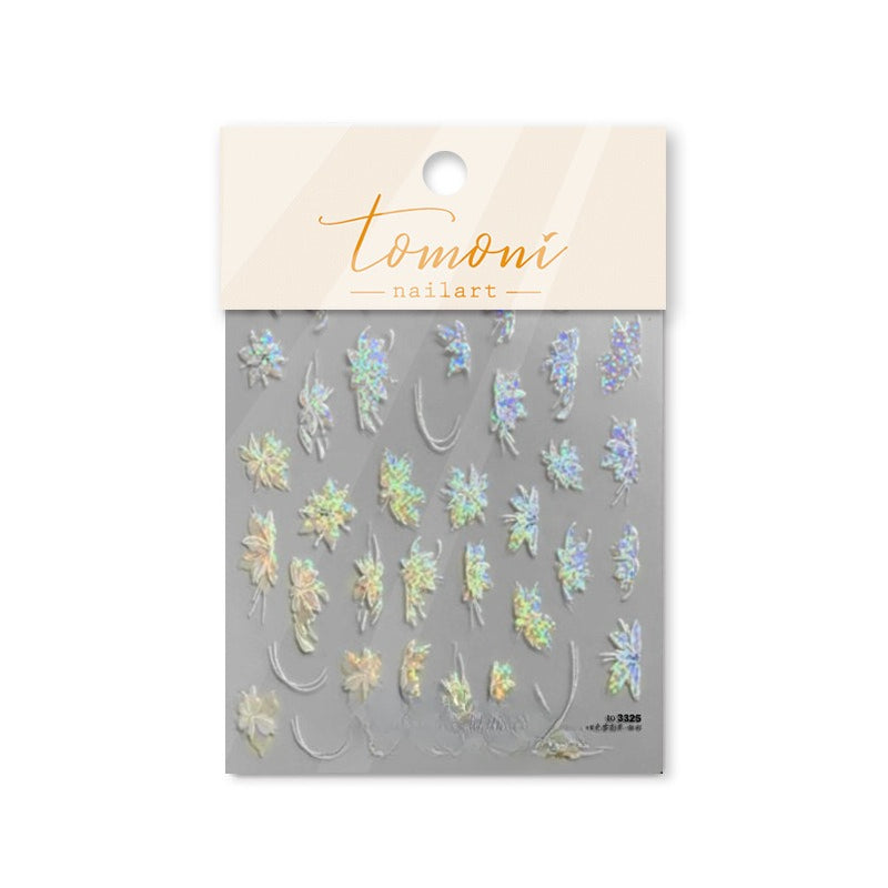 White Snowflake & Butterfly Nail Stickers – 3D Embossed Crystal Set