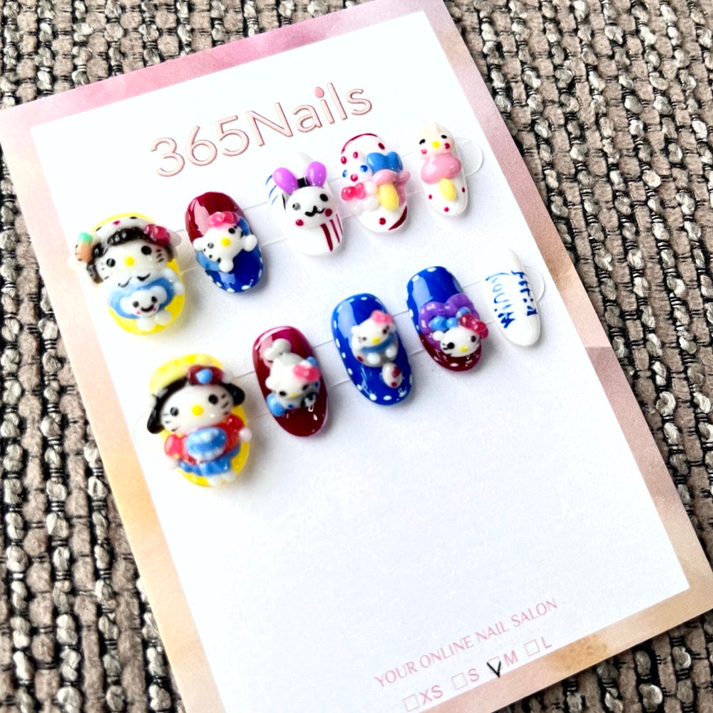 365nails: "Candyland Cuties" – 3D Cartoon Character Short Square Nails