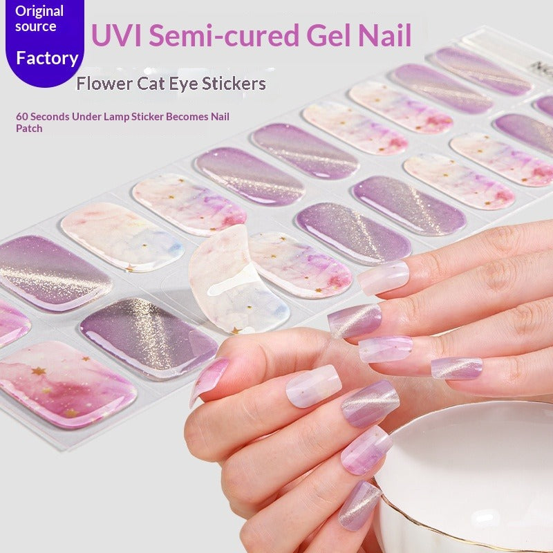 Semi-Cured Gel Nail Strips 3D Solid Color Metallic Glossy Set (MOQ=3)