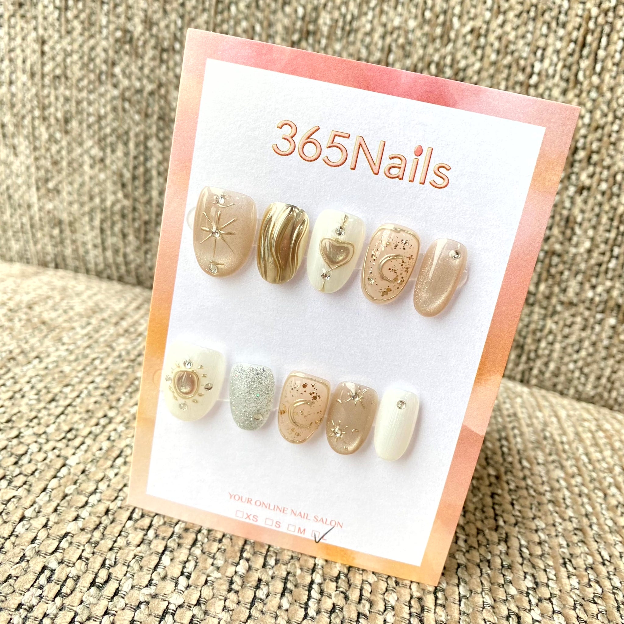 365nails: "Celestial Gold Wave" – 3D Molten Gold & Celestial Decal Handmade Squoval Nails