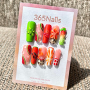 365nails: "Fruit Splash" – 3D Sculpted Handmade Long Square Press On Nails