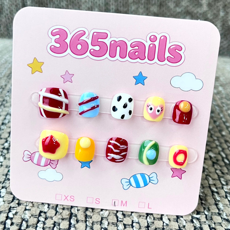 365nails: "Candy Pop" – 3D Mix & Match Handmade Short Square Nails