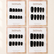 "Preto Meia-Noite" - Unhas Postiças Sólidas Artesanais (8 Formatos Disponíveis)