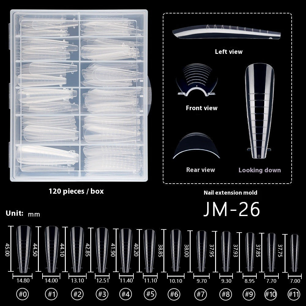 透明水晶延長甲模 附漸變刻度 快速光療甲模 120片盒裝 (MOQ=3)