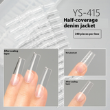 Nail Tips press on nails pads 240 pieces free of engraving and grinding, boxed long matte non-marking with scale lines and half-pasted fake nails