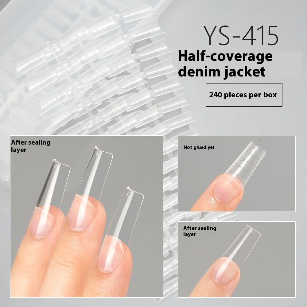Nail Tips press on nails pads 240 pieces free of engraving and grinding, boxed long matte non-marking with scale lines and half-pasted fake nails
