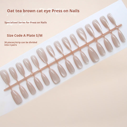 Nail Tips  Prefabricated Nail Ice Permeable Light Coffee Cat Eye Girl Fashion Versatile White ins  Nail Art 30 Pieces｜365nails