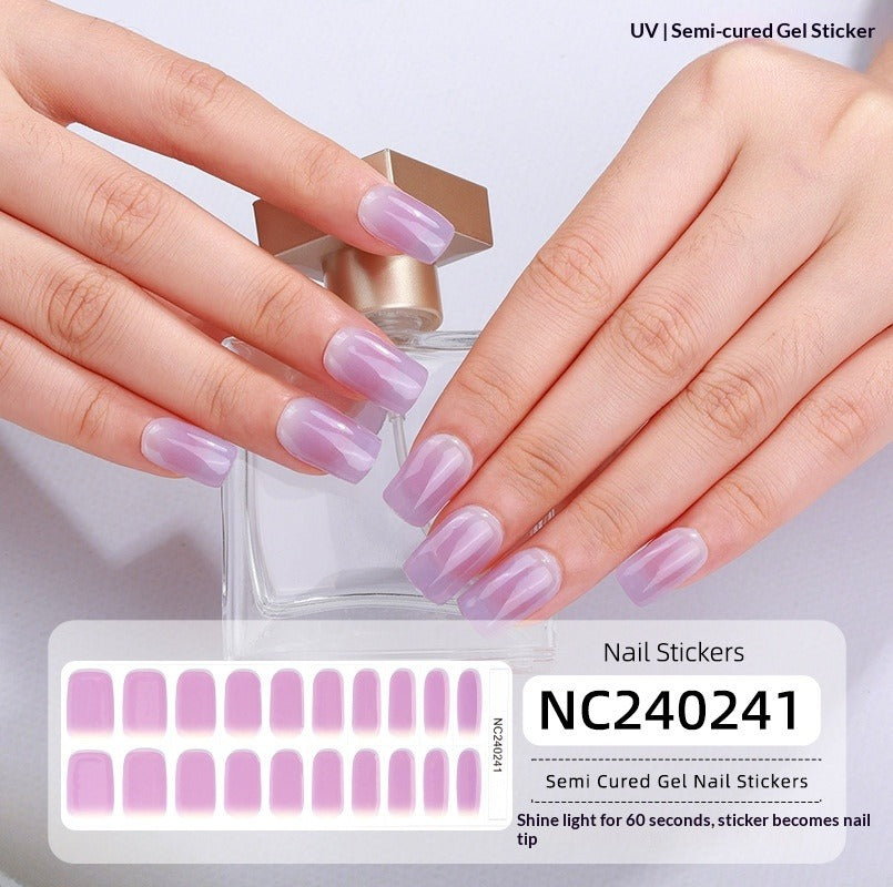 Semi-Cured Gel Nail Strips Gradient French Soft Pink Glossy Set (MOQ=3)