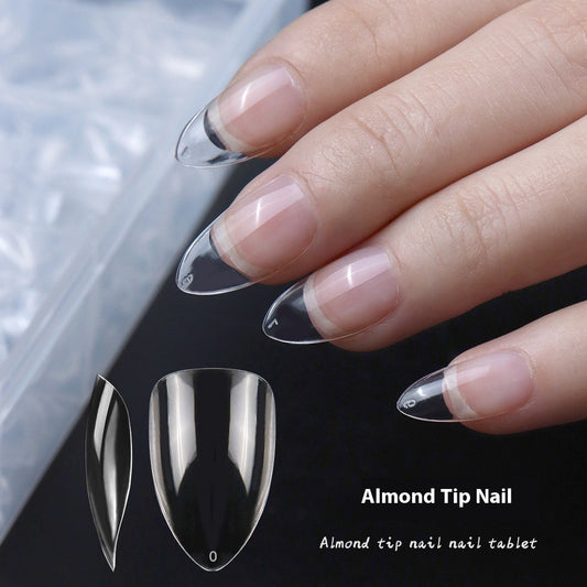 Nail Tips Press on nails pads, almond short transparent nail pads 504 pcs, boxed high-transparency and seamless full-size fake nail patch manicure