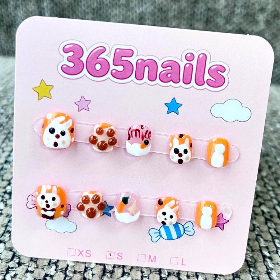 365nails: "Sweet Paws" – 3D Dog Character Handmade Short Square Nails
