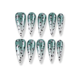 365Nails Emerald Leopard Gradient Stiletto Tips