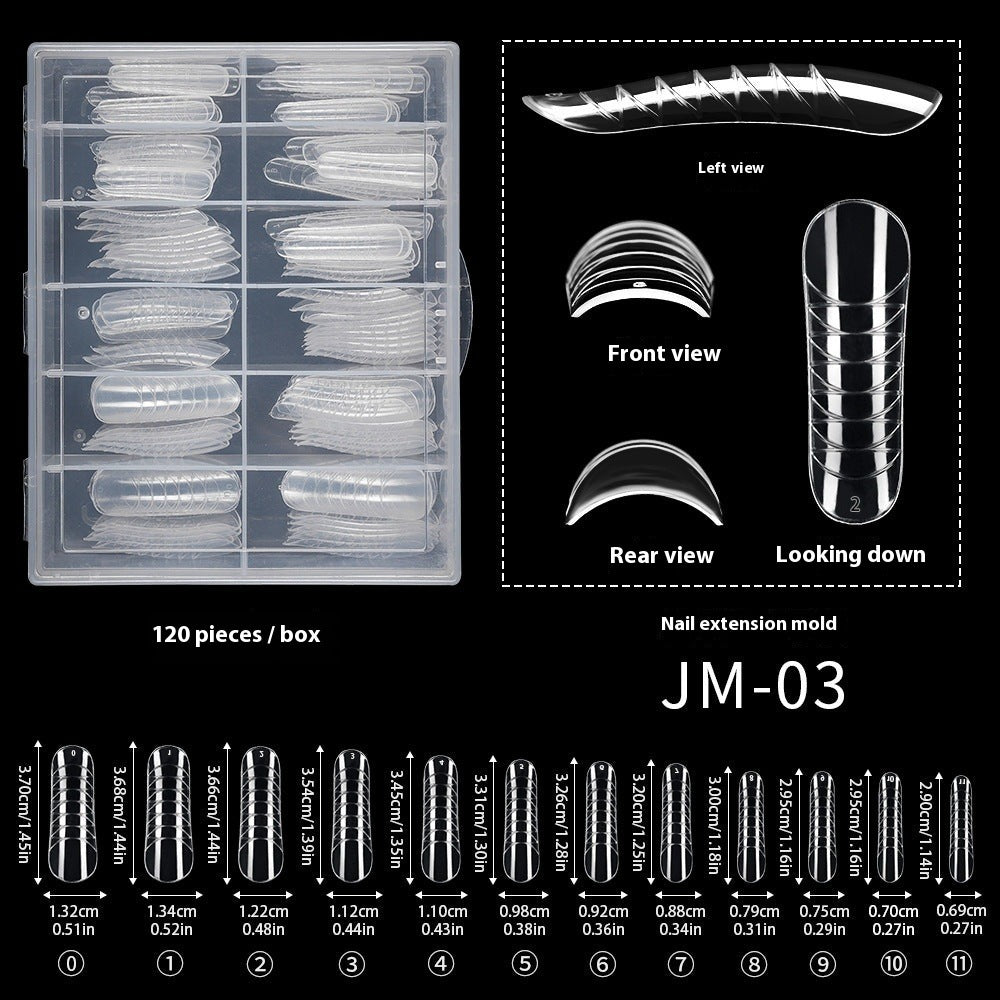 Nail Tips 120 transparent crystal nail molds, boxed with graduated crystal extension nail molds,  rapid phototherapy extension nail molds